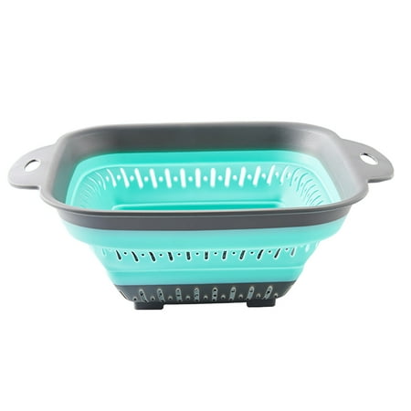 

Virmaxy Storage Baskets Collapsible Colander Strainer with Plastic Handles Foldable Storage Basket Green