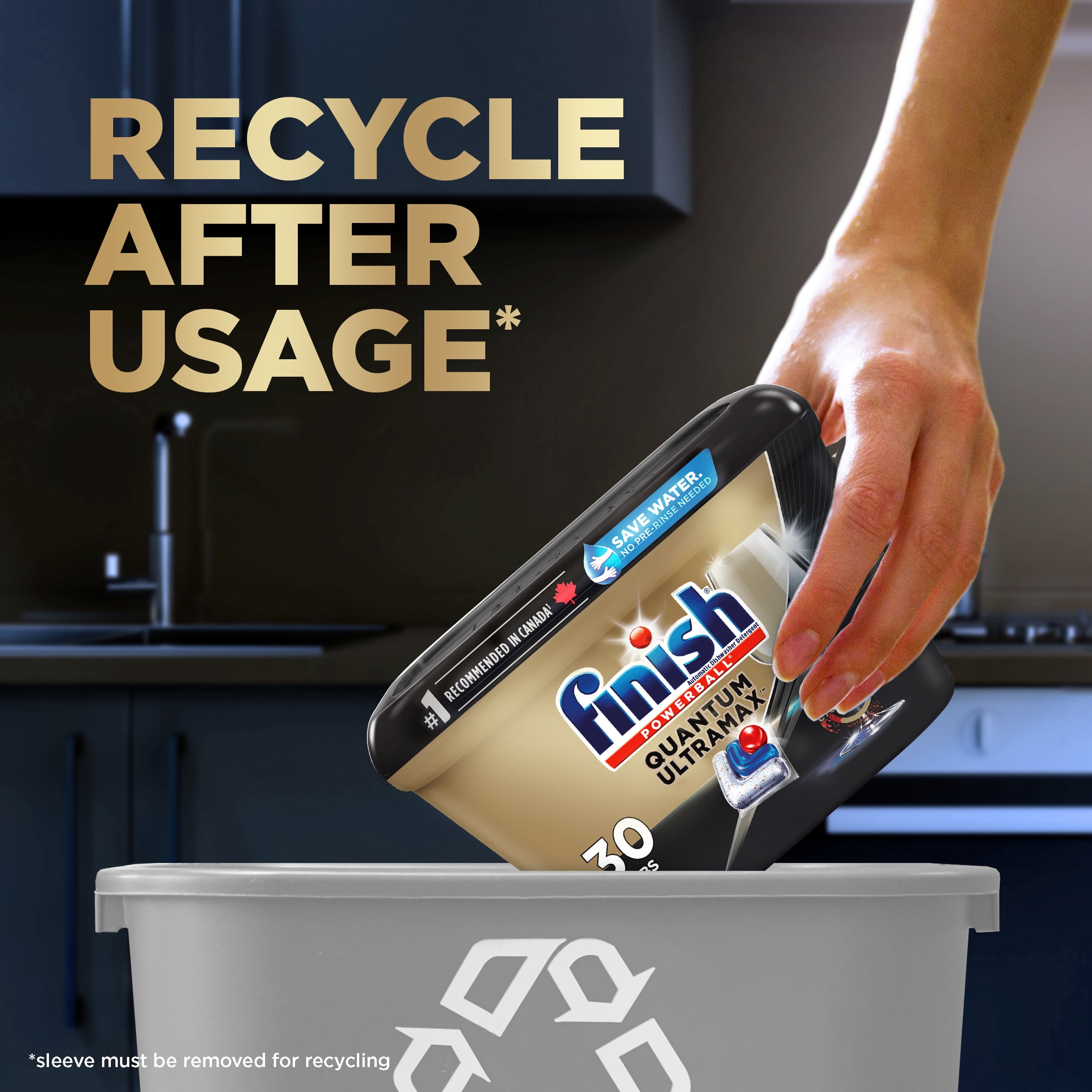 Finish® Quantum UltraMAX® Dishwasher Detergent Tabs for Diamond Shine, Removes burnt-on stains & 24hr Dried on stains, No pre rinse needed, 30 Tabs