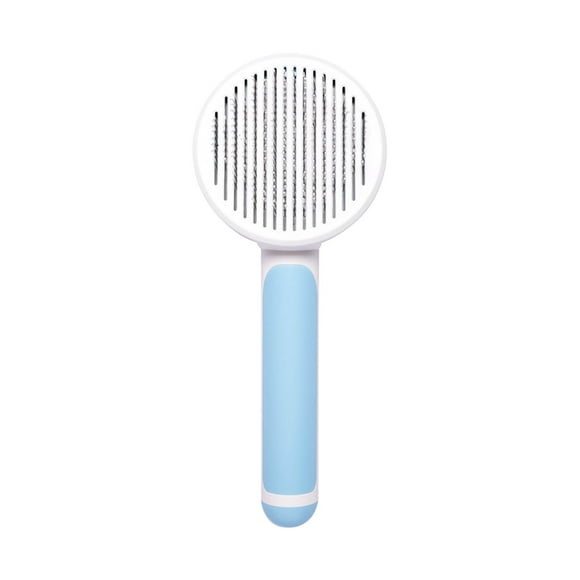 Quinlirra Peigne pour Animaux Aiguille en Acier Inoxydable Peigne à Tête Ronde Brosse d'Épilation Peigne Auto-Nettoyant, Brosse de Toilettage Brosse Nettoyante pour Poils d'Animaux Fournitures pour Animaux