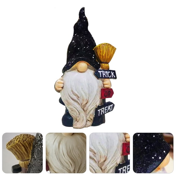 OUNONA Resin Gnome Figure Black Ornament for Window Study Room Table Decor