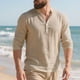 thumbnail image 4 of pstuiky camisa de manga larga para hombre, Blusas casuales de color liso con cuello redondo y mangas largas para hombre camisetas de hombre m, 4 of 8