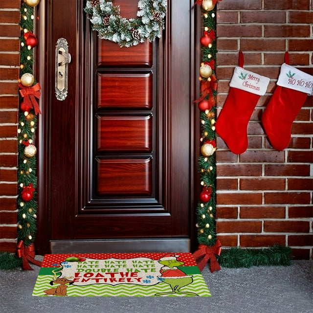 Grinch Christmas Decorations Grinch Decor the Grinch Christmas Festival Decoration Front Door Carpet Indoor Outdoor Mat