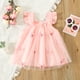 thumbnail image 3 of 2023 Nuevo Color Sólido Tul Bebé Niña Princesa Vestido Verano Dulce Mariposa Pequeña Mosca Manga De Moda Fiesta De Cumpleaños Niñas Ropa Sin Mangas Para Niños (0-3 Años), 3 of 3