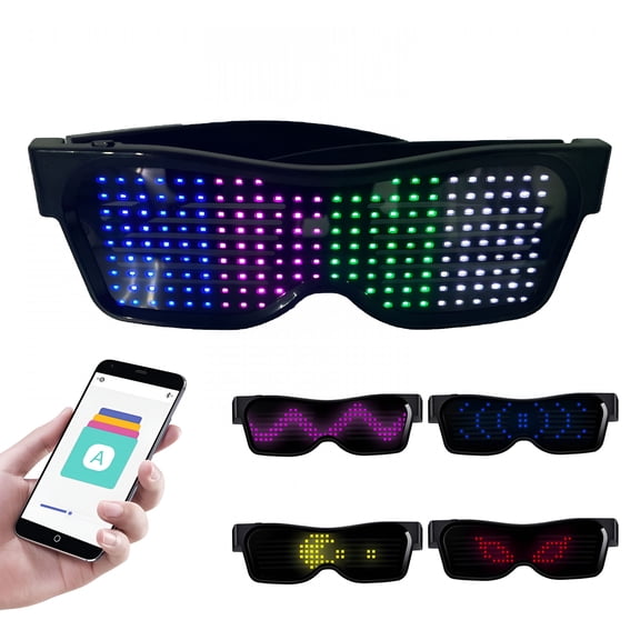 BESTSKY LED Glasses Customizable LED Glasses Colorful Light Glow Glasses DIY Messages 31 Animations 11 Pictures Mode Glow Toys for Party Rave Festival