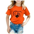 thumbnail image 3 of Rovga Hauts pour Filles 12-13 Ans Manches Courtes T-Shirt Imprimé Journée de l'Unité pour Enfants T-Shirt Graphique Dessin Animé Col Rond Fille Adorable Gris, 3 of 5
