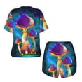 thumbnail image 6 of "Wukai Magic Mushrooms ,Fireflies Women's Pajama Set - Short-Sleeve Top and Shorts with Elastic Waistband and Pockets for Loungewear, Yoga, and Casual Wear-3X-Large, 6 of 8