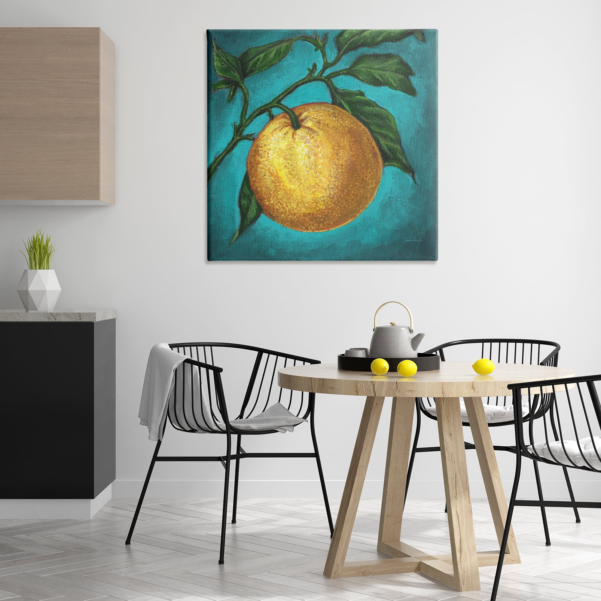 Stupell Industries Citrus Fruit on Branch Food & Beverage Painting Wrapped Canvas Art Print Wall Art, 36 x 36