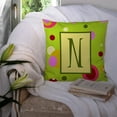 thumbnail image 3 of Carolines Treasures CJ1010-NPW1414 Letter N Initial Monogram - Green Decorative   Canvas Fabric Pillow 14Hx14W, 3 of 4