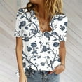 thumbnail image 6 of Mchoice Summer Tops for Women 2024 Trendy Short Sleeve Split Neck Shirts Floral Print Elegant Blouses With Chest Pocket, 6 of 7