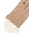 thumbnail image 4 of Isotoner Women's Ultraplush Microsuede Gloves with Sherpa Cuff, Beige, L/XL, 4 of 7