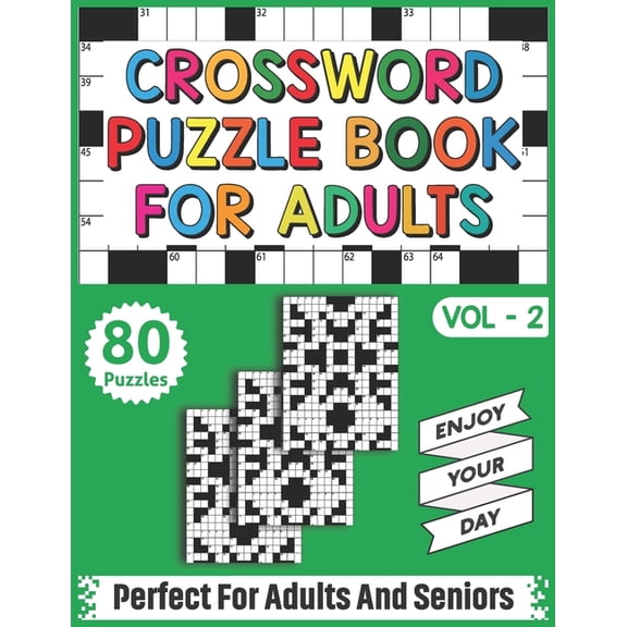 Crossword Puzzle Book For Adults: 80 Easy-To-Read Crossword Puzzles Book For Adults Women Men Medium To Difficult Level, (Paperback)