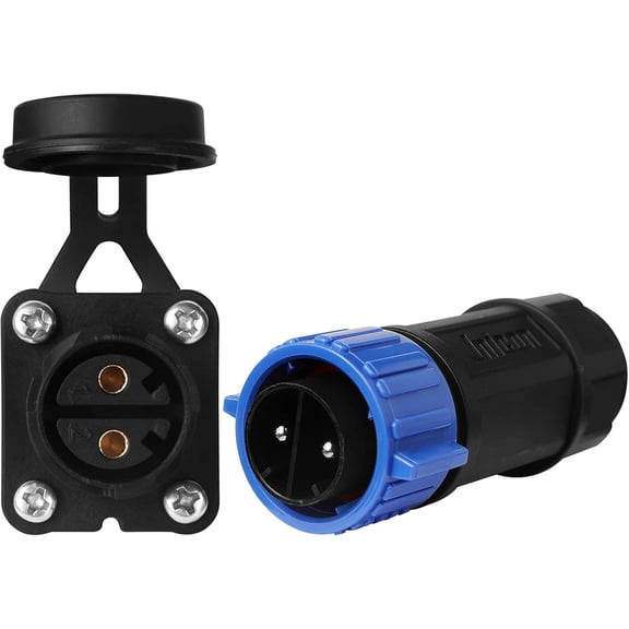 Trolling Motor Plug Receptacle Set, 12V/24V/ 36V/48V Plug for Trolling Motor/Down Rigger/Fishing Reel,Waterproof Marine Boat DC Power Connector