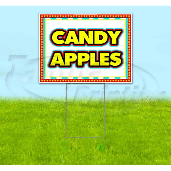 Candy Apples Carnival (18" X 24") Yard Sign, Includes Metal Step Stake