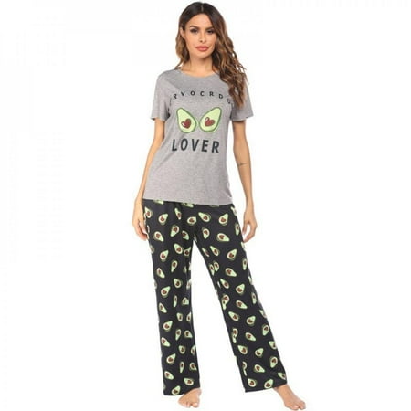 

Oaktree-Women s Pajamas Set Short Sleeve Sleepwear Soft Breathable Long Sleeve Lovely Sleepwear Print 2PCS/SETS