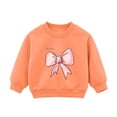 thumbnail image 3 of Toddler Girls Sweatshirt Cotton Crew Neck Bow Graphic Fall Winter Pullover, 3 of 5