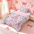 thumbnail image 2 of Meiyoeat Cute Princess Castle Rainbow Twin Comforter Sets for Kids Girls, Girly Pink Cartoon Bedding Set, Pink Reversible, 2 Pieces, 2 of 6