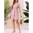 thumbnail image 5 of Allegra K Women's Short Puff Sleeve Ruffle Hem Smocked Prom Floral Mini Dress, 5 of 6