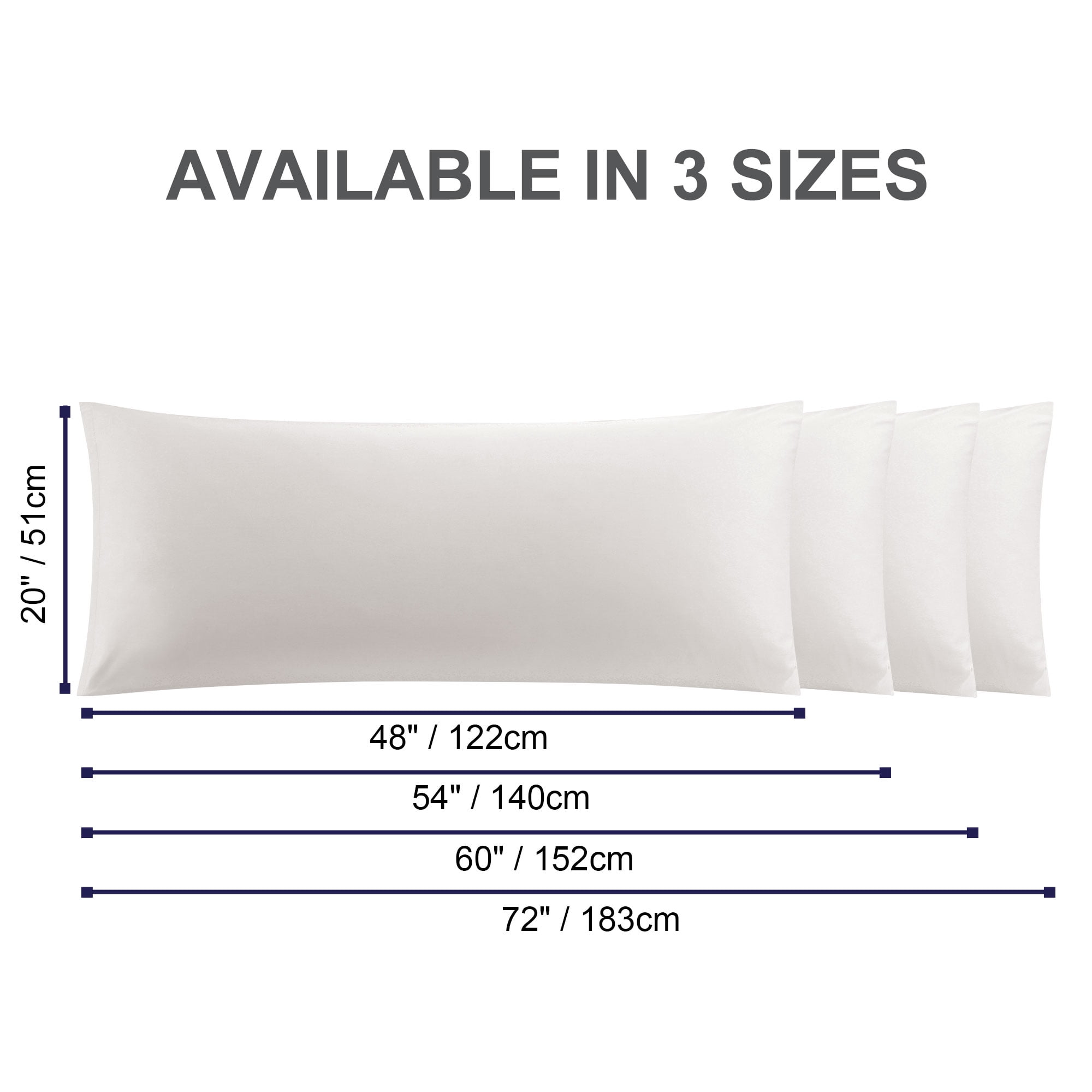 Unique Bargains Cotton Zipper Closure Breathable Body Pillowcase Isabelline 20"x54"
