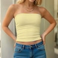 thumbnail image 2 of Horkkom Outfit for Women Going Out Summer Backless Tube Tops Striped Print Strapless Bandeau Tops L, Gifts for Women, 2 of 10