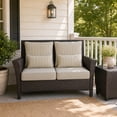 thumbnail image 4 of BPS 24x24x5 inch Outdoor Deep Seat Cushion, Water-Resistant Patio Furniture Cushions for Outdoor Chairs, Sofa, Couch, 2-Piece, Brown Striped, 4 of 9