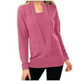 thumbnail image 1 of EQWLJWE Blouses à Manches Longues pour Femmes Mode Femmes Hiver Chandail à Manches Longues Col en V Chandail Décontracté Tops, 1 of 6