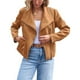 thumbnail image 1 of Chaquetas de Piel Sintética para Mujer, Estilo Ante, Ideales para Otoño e Invierno. Abrigo Corto Abierto por Delante. Marrón XXL, 1 of 8