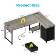 thumbnail image 7 of Casacomoda L Shaped Computer Desk with Charging Station, 53 inch PC Table Study Desk 4 Tier Drawers, Modern Simple Style Laptop Desk for Bedroom, Grey Oak, 7 of 7