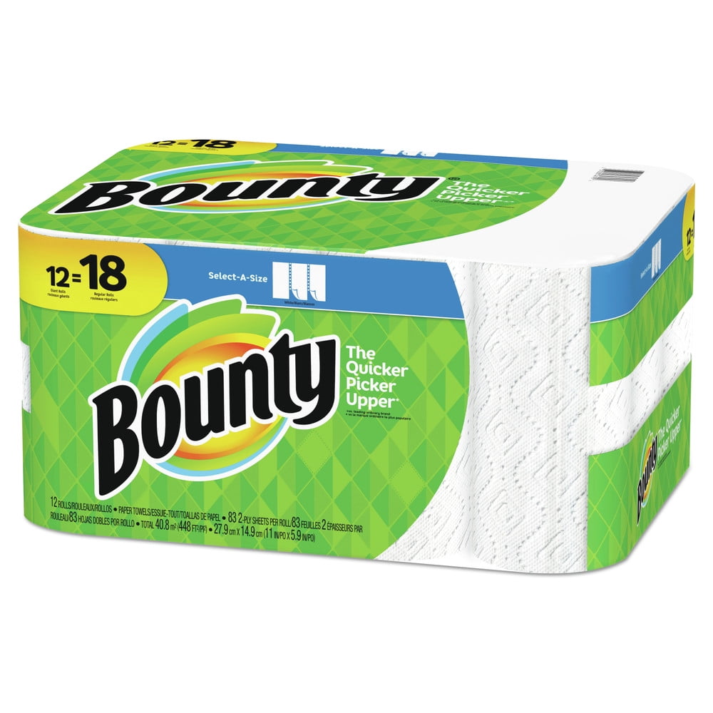 White Details about   Bounty Quick-Size Paper Towels 16 Family Rolls = 40 Regular Rolls 