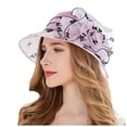 thumbnail image 3 of XINPING Women's Floral Lace Sun Hat, Elegant Wide Brim Tea Party Hat with Flower Embellishments for Events, Weddings and Beach Vacation, 3 of 8