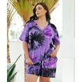 thumbnail image 2 of CASSIE LIZ Plus Size Womens Two Piece Sets 4X V Neck Tie Dye Short Sleeve Top and Shorts Sets Casual Lounge Set with Pocket Workout Daily Wear Vacation Outfit 4XL 24W 26W, 2 of 7