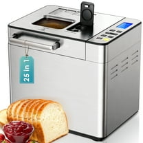 Simzlife 25-in-1 Bread Maker, 2LB Dough & Bread Maker Machine with Auto Fruit and Nut Dispenser,Stainless Steel