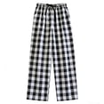 thumbnail image 7 of FAHXNVB Plaid Pajama Pants for Women Elastic Waist Casual Lounge Pants Loose Fit Pj Bottoms with Pockets,XL,Black, 7 of 7