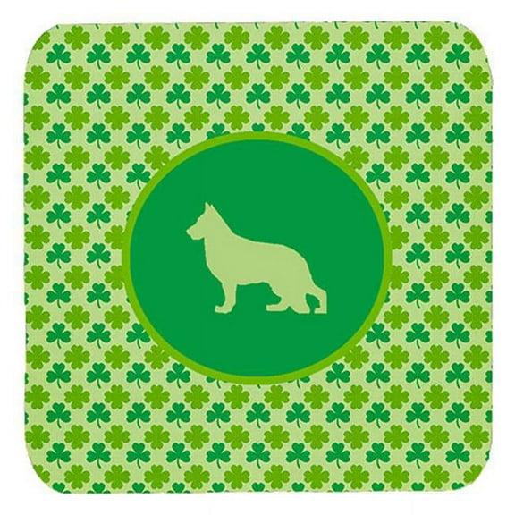German Shepherd Lucky Shamrock Foam Coasters, Set Of 4