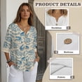 thumbnail image 6 of Xoenoiee Fish Coral Water Ripples Print Womens 3/4 Length Sleeve Tops Casual V Neck Boho Summer Dressy Blouses Button Down Shirts 2026 Spring Fall Outfits, M, 6 of 7