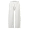 thumbnail image 3 of Caqnni Men's Motion Flat Front Regular Straight Pant (White,XXL), 3 of 9