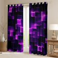 thumbnail image 2 of Manfei Glowing Plaid Blackout Curtains, Geometric Checkered Curtains Pack of 2 (42x84 Each), Purple and Black, 2 of 6