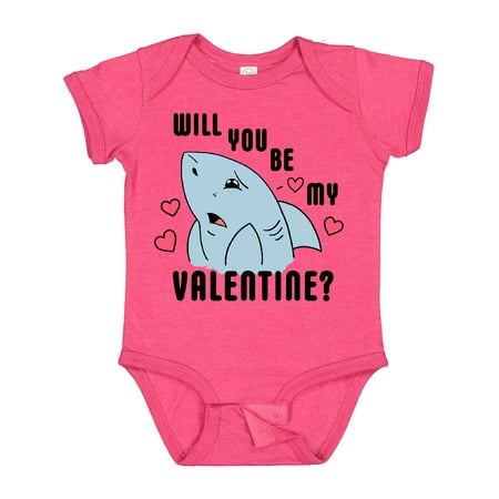 

Inktastic Will You Be My Valentine with Sad Shark Gift Baby Boy or Baby Girl Bodysuit