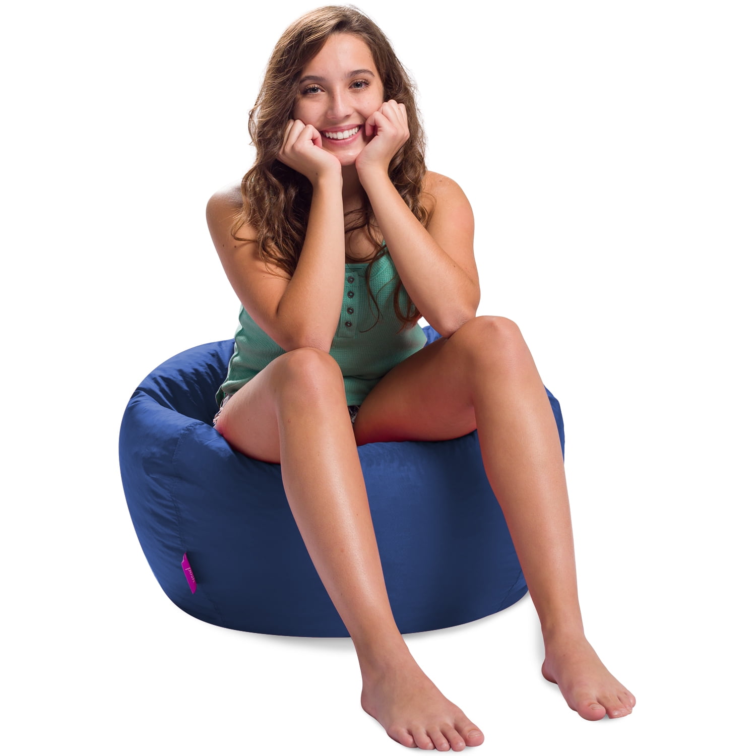 Posh Creations Classic Bean Bag Chair, EPS Bead filled Lounger, Nylon, Kids, 2.5 ft, Navy