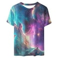 thumbnail image 3 of QATAINLAV Space Nebula Shirts for Women 3D Print Tops Universe Stars Tees Blouses 2025 Summer Short Sleeve T Shirts Daily Sales Purple XL, 3 of 6