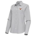 thumbnail image 2 of Women's Antigua Gray Texas Longhorns Porter Woven Tri-Blend Long Sleeve Button-Up Shirt, 2 of 3
