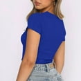 thumbnail image 5 of Kakina CMSX Womens Plus Size Tops Clearance Women Crop Cute Trendy Basic Tight Rounk Neck Crop Blouse Short Sleeve Crop TopS, 5 of 8