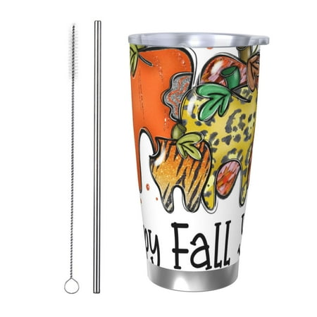 

Gukieu It S Fall Y All Print 20OZ Car Cup Vacuum Stainless Steel Leak-proof Thermos Cup Unisex Suitable for Home Outdoor and Sports-Straw Two-piece Set
