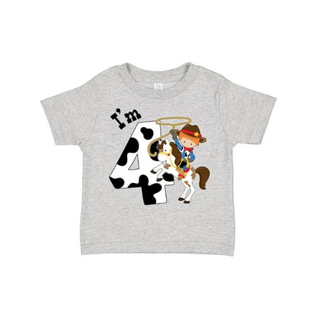 

Inktastic I m Four-cowboy Riding Horse Birthday Gift Toddler Boy Girl T-Shirt