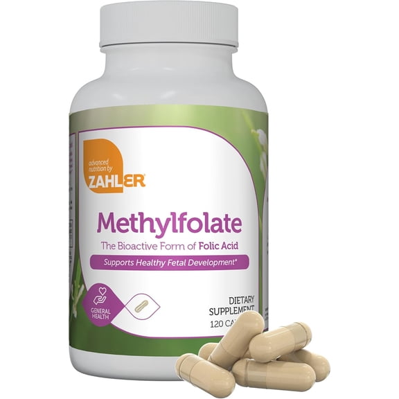 Methylfolate, Stable & Active Folate, Supports Healthy Fetal Development, 120 Capsules, Zahler