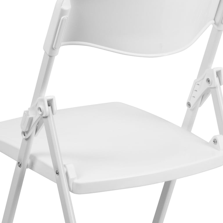 Flash Furniture HERCULES Series 500 lb. Capacity Heavy Duty White Plastic Folding Chair with Built in Ganging Brackets