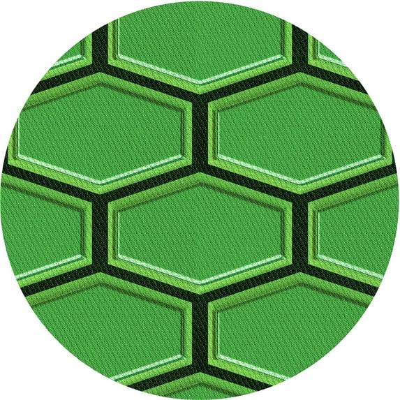 Ahgly Company Indoor Round Patterned Green Area Rugs, 3' Round