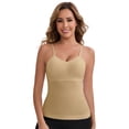 thumbnail image 4 of DARING DIVA Women's Long V-Neck Padded Camisole Seamless Slim Fit Tank 3XL Beige, 4 of 5