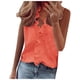 thumbnail image 2 of ICHUANYI Clearance Women's Casual Solid Color Ruffle Collar Long Sleeve Ruffle Shirt Blouse V-Neck Sleeveless Shirt Tops(Orange, S) ICHUANYI WER2023080807229, 2 of 9