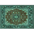 thumbnail image 1 of Ahgly Company Machine Washable Indoor Rectangle Medallion Turquoise Blue Traditional Area Rugs, 3' x 5', 1 of 4