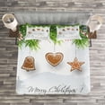 thumbnail image 3 of Ambesonne Christmas Quilted Bedspread Set 3 Pcs, Gingerbread Fir Tree, King Size, Pale Brown Pale Grey, 3 of 3